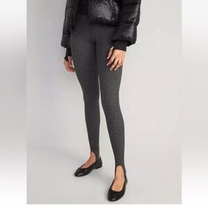 Old Navy High-Waisted Heathered Performance Stirrup Leggings Womens Size S Gray